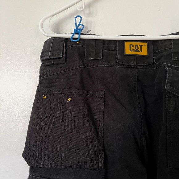 CAT Mens Black Workwear Cargo Pants With Multiple Pockets Size L Durable Cotton - Picture 7 of 13